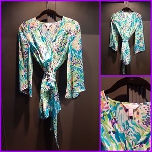 Lilly Pulitzer Hampton Kimono Wrap "Sea Soiree"